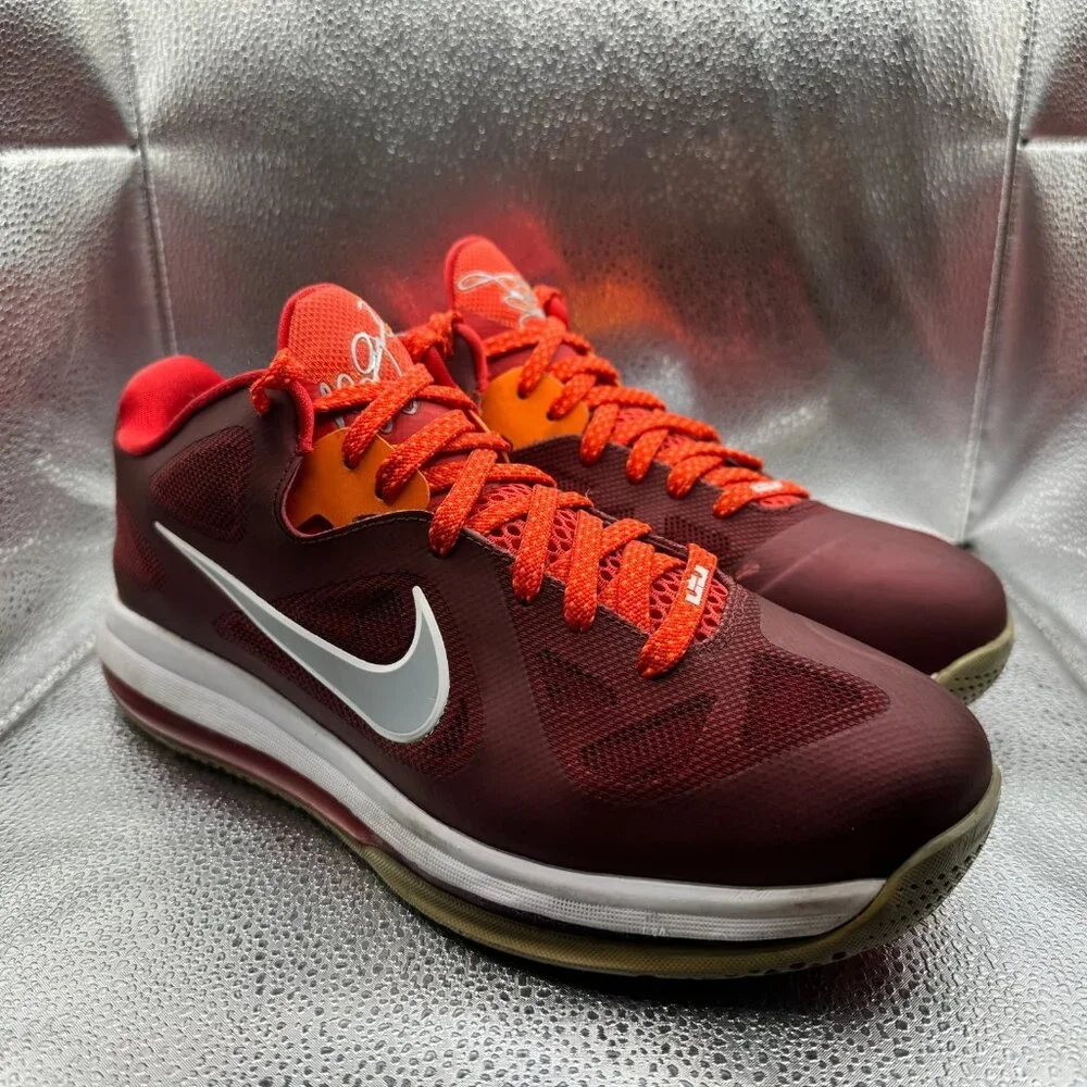 Size 10.5 Nike LeBron 9 Low‎ Cherry Red Mens Lace-Up Athletic Sneaker 510811-600